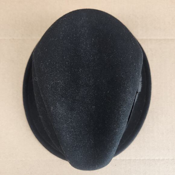 Rag & Bone Cuban Style Wool Fedora Hat WMNS SZ SM Black/Black Grosgrain Ribbon - Picture 4 of 11